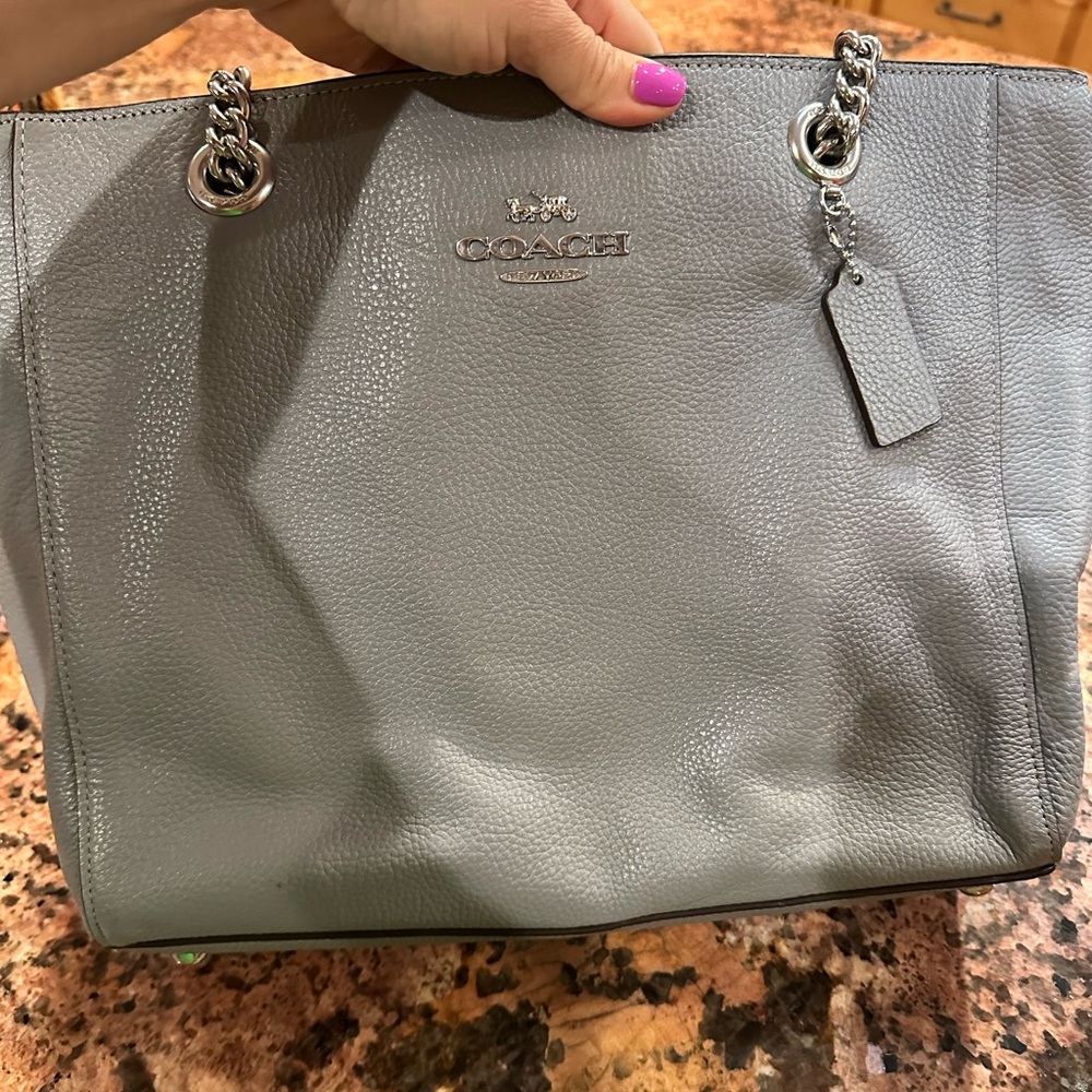 Coach Gray Leather Tote Bag - Picture 4 of 6